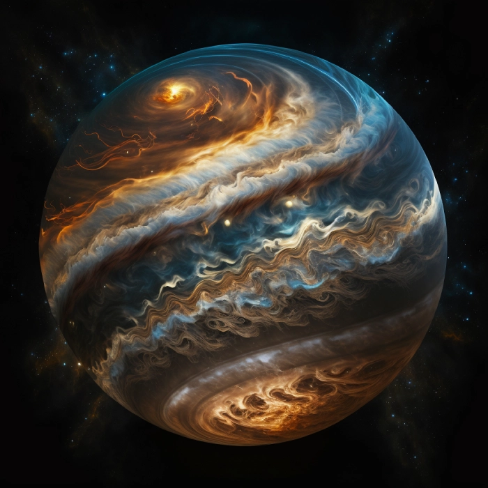 a depiction of a powerful Jupiter